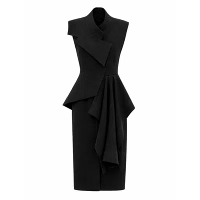 Julia Allert Women's Sleeveless Button-front Draped Midi Dress - Black