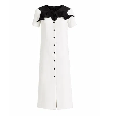 Julia Allert Women's Straight Midi Shirt Dress With Adjustable Collar – White