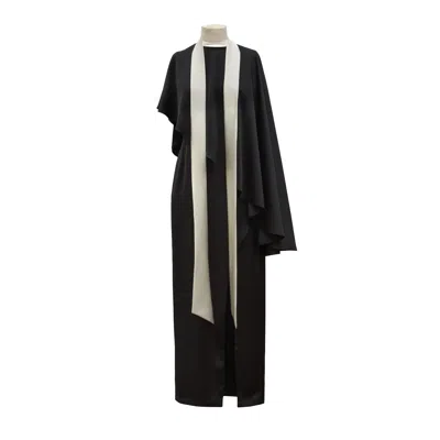 Julia Allert Women's Structured Satin Cape Dress With Contrast Scarf Black