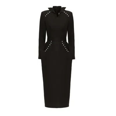 Julia Allert Women's Studded Tailored Midi Dress – Black