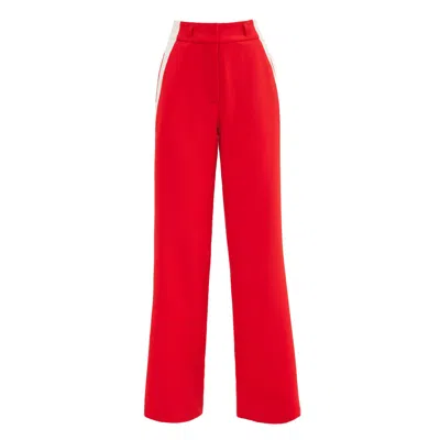 Julia Allert Women's Stylish High Waisted Straight Trousers Red