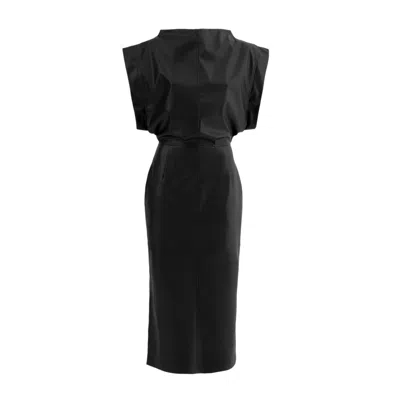 Julia Allert Women's Stylish Sleeveless Faux Leather Dress Black