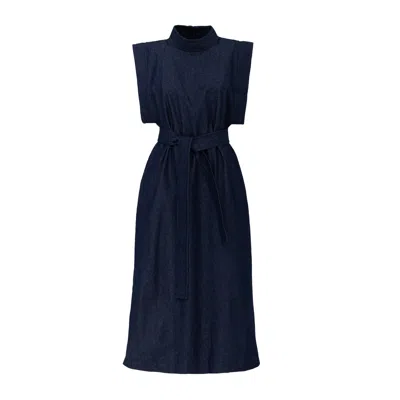 Julia Allert Women's Stylish Straight Dress With Belt Denim Blue