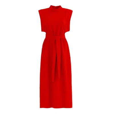 Julia Allert Women's Stylish Straight Dress With Belt Red