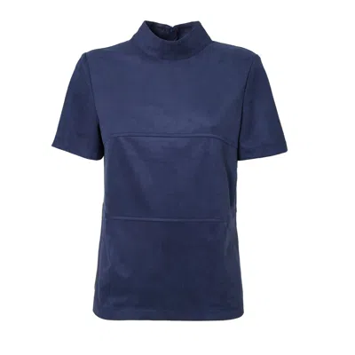 Julia Allert Women's Suede Elegance Short Sleeve Blouse Blue