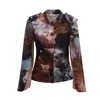 Julia Allert Women's Tailored Structured Cape Blazer Abstract Brown Print In Brown