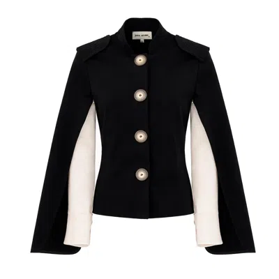Julia Allert Women's Tailored Structured Cape Blazer Black