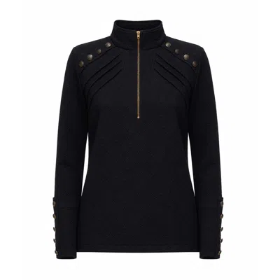 Julia Allert Women's Textured Knit Long Sleeve Zip-up Top – Black