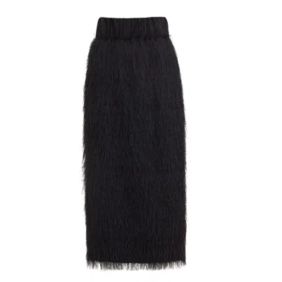 Julia Allert Women's Textured Pile Column Midi Skirt - Black