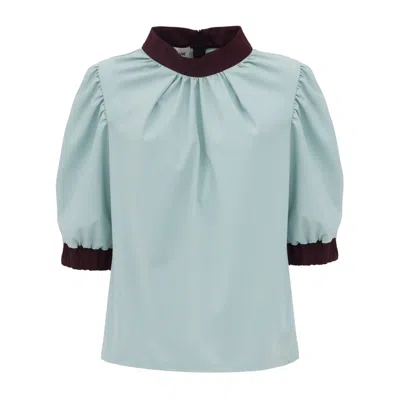 Julia Allert Women's Textured Short Sleeve Blouse - Light Blue