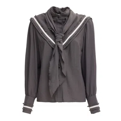 Julia Allert Women's Tie Front Long Sleeve Blouse – Grey In Gray