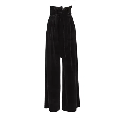 Julia Allert Women's Velvet High Waist Trousers Black