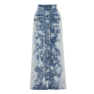Julia Allert Women's Vintage Wash High-waisted Denim Skirt Light Blue