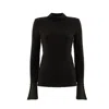 Julia Allert Women's Warm Braided Knit Top With Cuffed Sleeves Black In Black