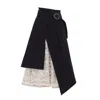 Julia Allert Women's White / Black Layered Skirt With White Lace Detail Black In White/black