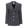 Julia Allert Women's White / Black Pinstripe Power Statement Fit Blazer Black In White/black