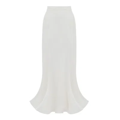 Julia Allert Women's White High Waist Double-sided Satin Maxi Skirt – Ivory