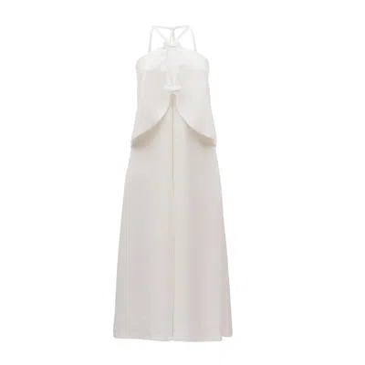 Julia Allert Women's White Summer Halter Dress With Open Back Ivory – Day To Night Elegance