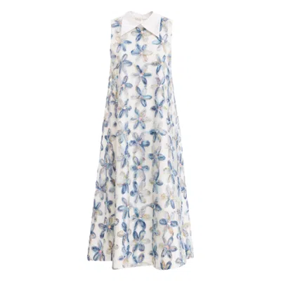 Julia Allert Women's White Textured Floral A-line Midi Cocktail Dress