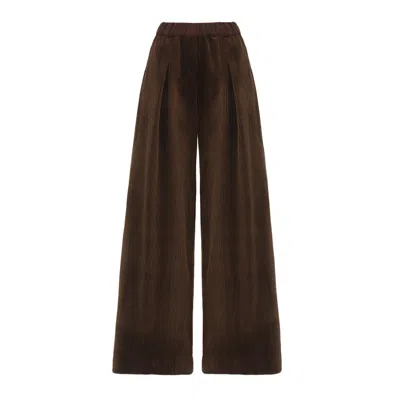 Julia Allert Women's Wide-leg Soft Corduroy Trousers Brown