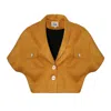 Julia Allert Women's Yellow / Orange Cropped Suede Blazer With Shawl Collar Mustard Yellow In Yellow/orange