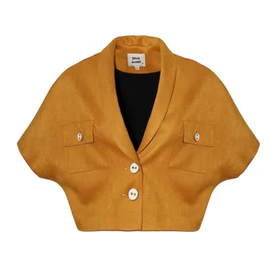 Julia Allert Women's Yellow / Orange Cropped Suede Blazer With Shawl Collar Mustard Yellow In Yellow/orange