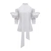 Julia Allert Women's Yellow / Orange Elegant Summer Off-shoulder Blouse With Neck Ties White In White