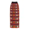 Julia Allert Women's Yellow / Orange Mid-calf Embroidered Skirt With Ornate Pattern Colorful In Yellow/orange