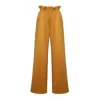 Julia Allert Women's Yellow / Orange Suede Wide-leg Pants With Ruffled Waist Mustard Yellow In Yellow/orange