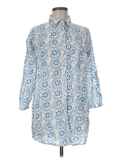 Pre-owned Julia Amory 3/4 Sleeve Button Down Shirt In Blue