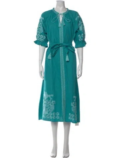 Pre-owned Julia Amory Crew Neck Long Dress In Blue