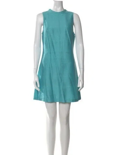 Pre-owned Julia Amory Crew Neck Mini Dress In Blue