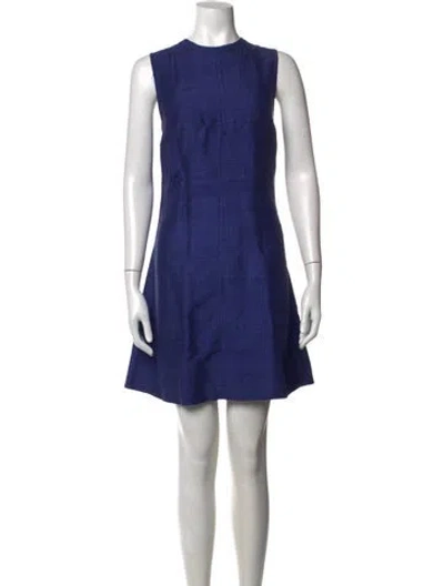 Pre-owned Julia Amory Crew Neck Mini Dress In Blue