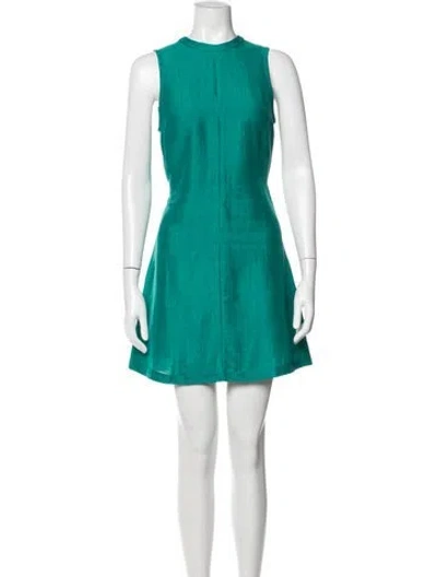 Pre-owned Julia Amory Crew Neck Mini Dress In Green