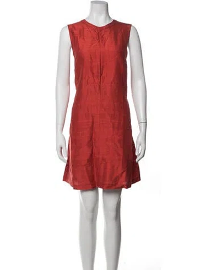 Pre-owned Julia Amory Crew Neck Mini Dress In Orange/red