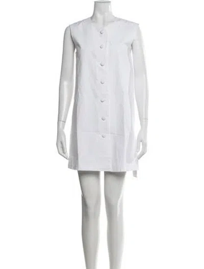 Pre-owned Julia Amory Crew Neck Mini Dress In White