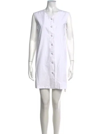 Pre-owned Julia Amory Crew Neck Mini Dress In White