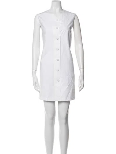 Pre-owned Julia Amory Crew Neck Mini Dress In White