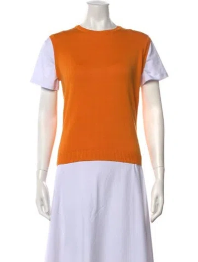 Pre-owned Julia Amory Crew Neck Short Sleeve Top In Orange