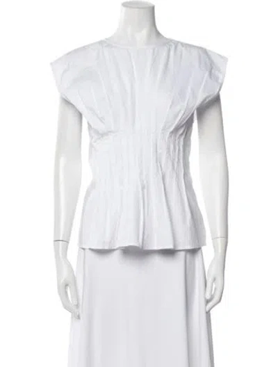 Pre-owned Julia Amory Crew Neck Short Sleeve Top In White