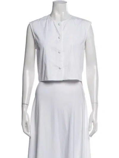 Pre-owned Julia Amory Crew Neck Sleeveless Button-up Top In White