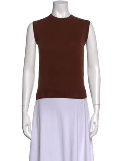 Pre-owned Julia Amory Crew Neck Sleeveless Top In Brown