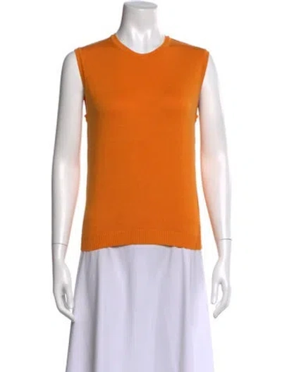Pre-owned Julia Amory Crew Neck Sleeveless Top In Orange