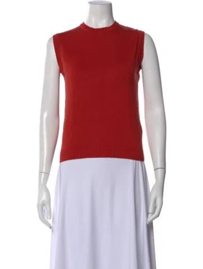 Pre-owned Julia Amory Crew Neck Sleeveless Top In Red
