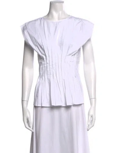 Pre-owned Julia Amory Crew Neck Sleeveless Top In White