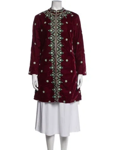 Pre-owned Julia Amory Floral Print Jacket In Red