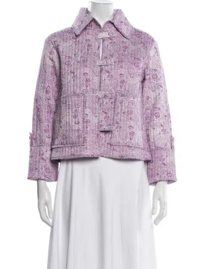Pre-owned Julia Amory Floral Print Jacket W/ Tags In Purple