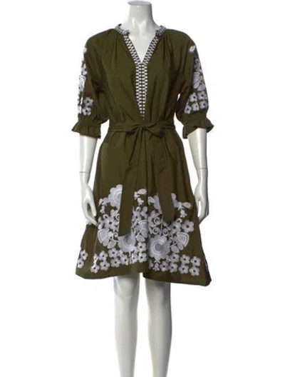 Pre-owned Julia Amory Floral Print Knee-length Dress In Green