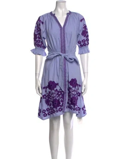 Pre-owned Julia Amory Floral Print Knee-length Dress In Purple