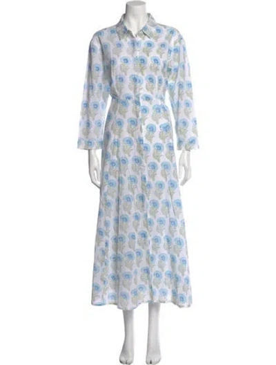 Pre-owned Julia Amory Floral Print Long Dress In Blue